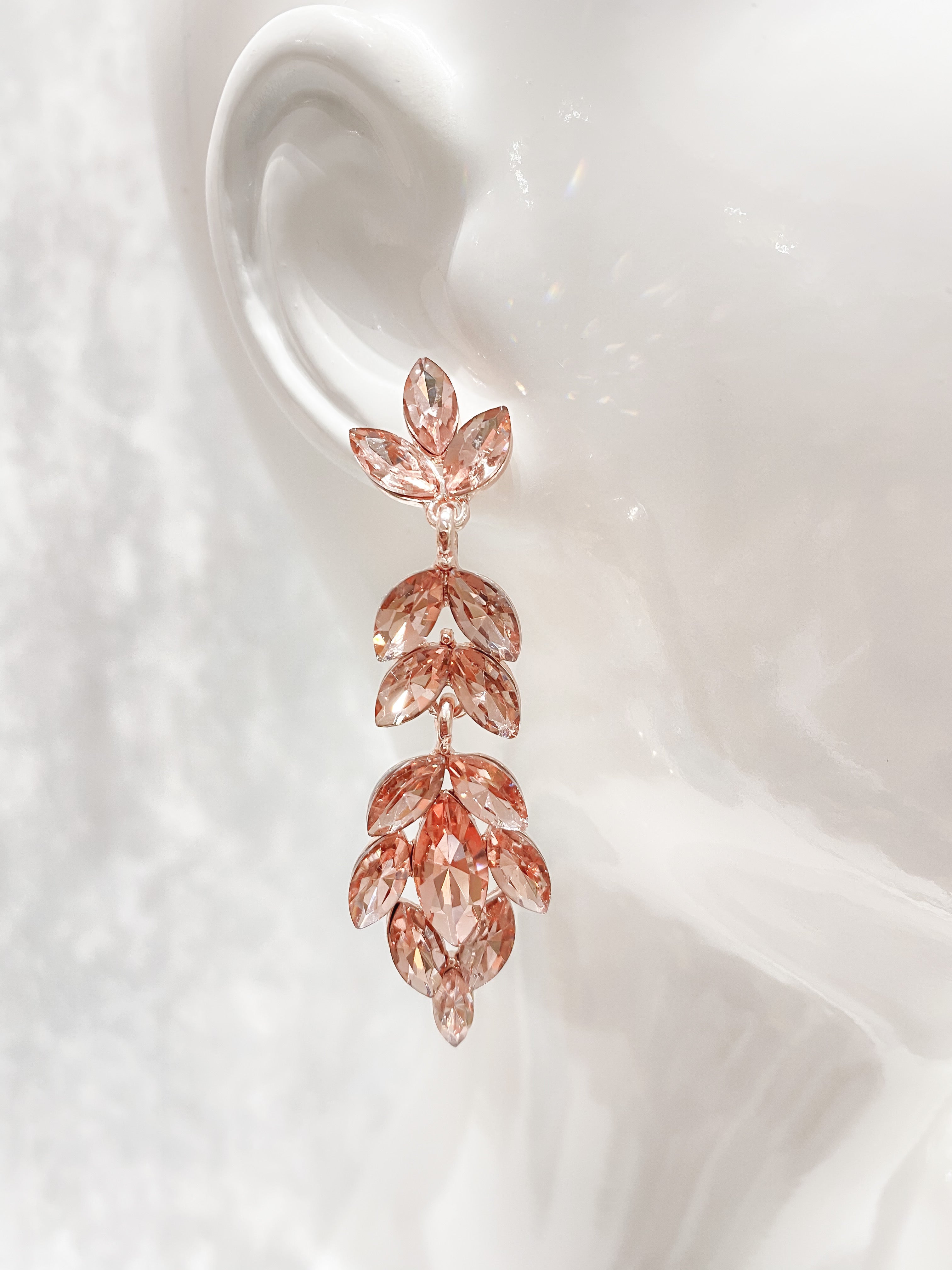 Aretes Hojas Cristal