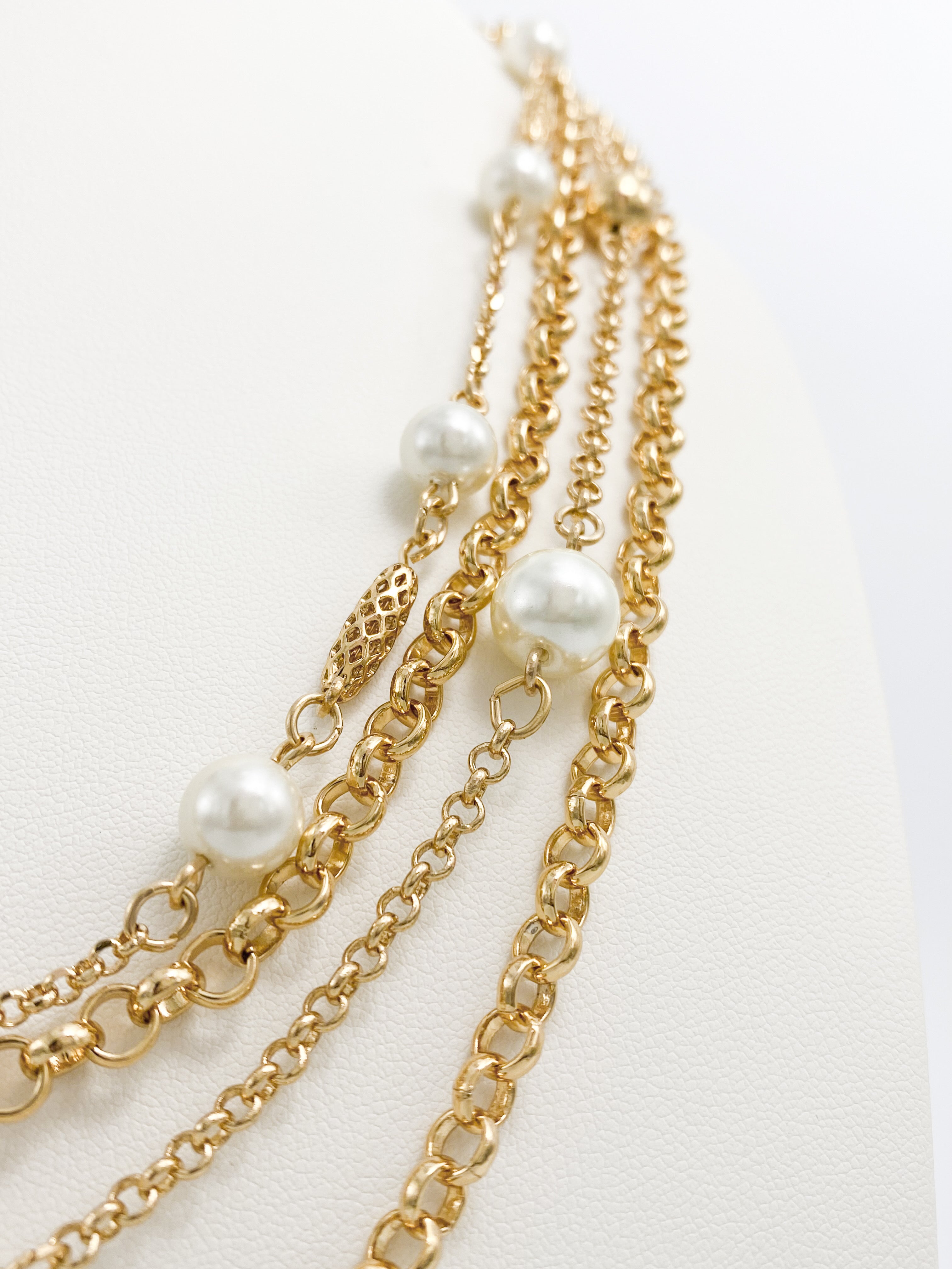 Collar Capas Perlas Cadenas