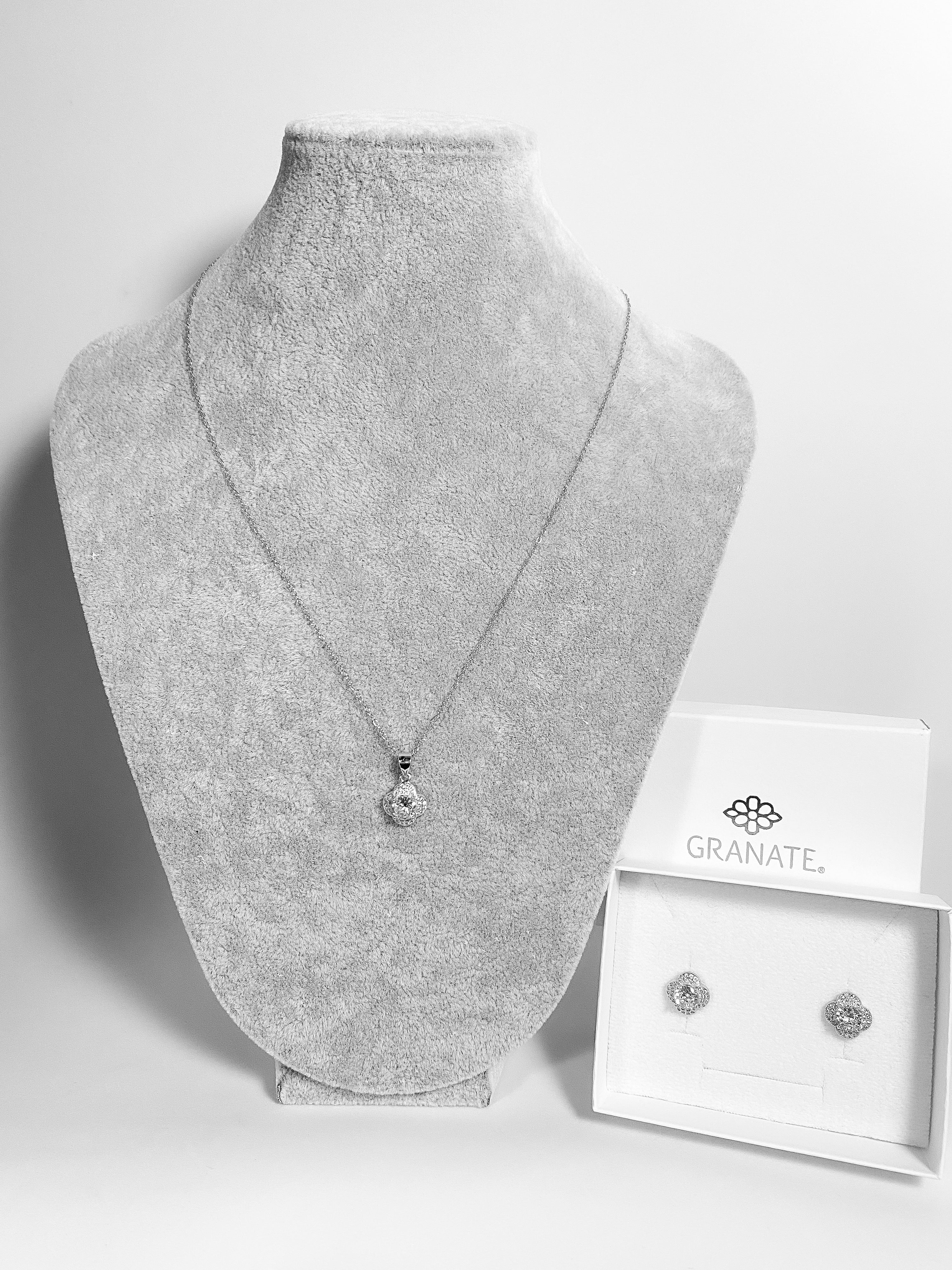 Juego Flor Zirconia de Plata