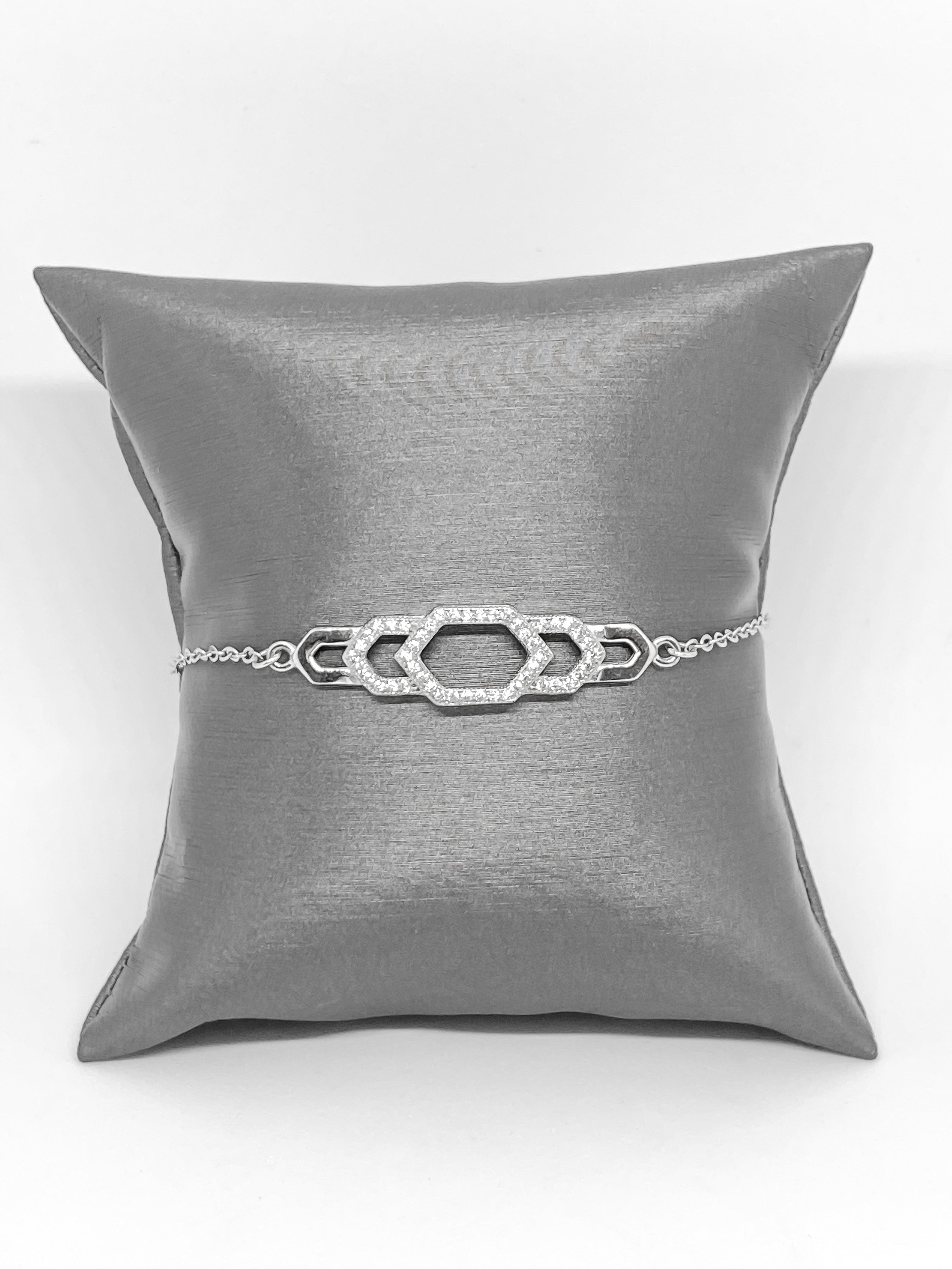 Pulsera 5 Hexágonos Plata