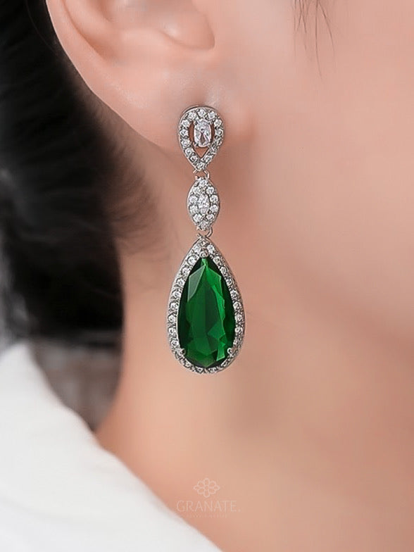 Aretes Gota Larga - Verde