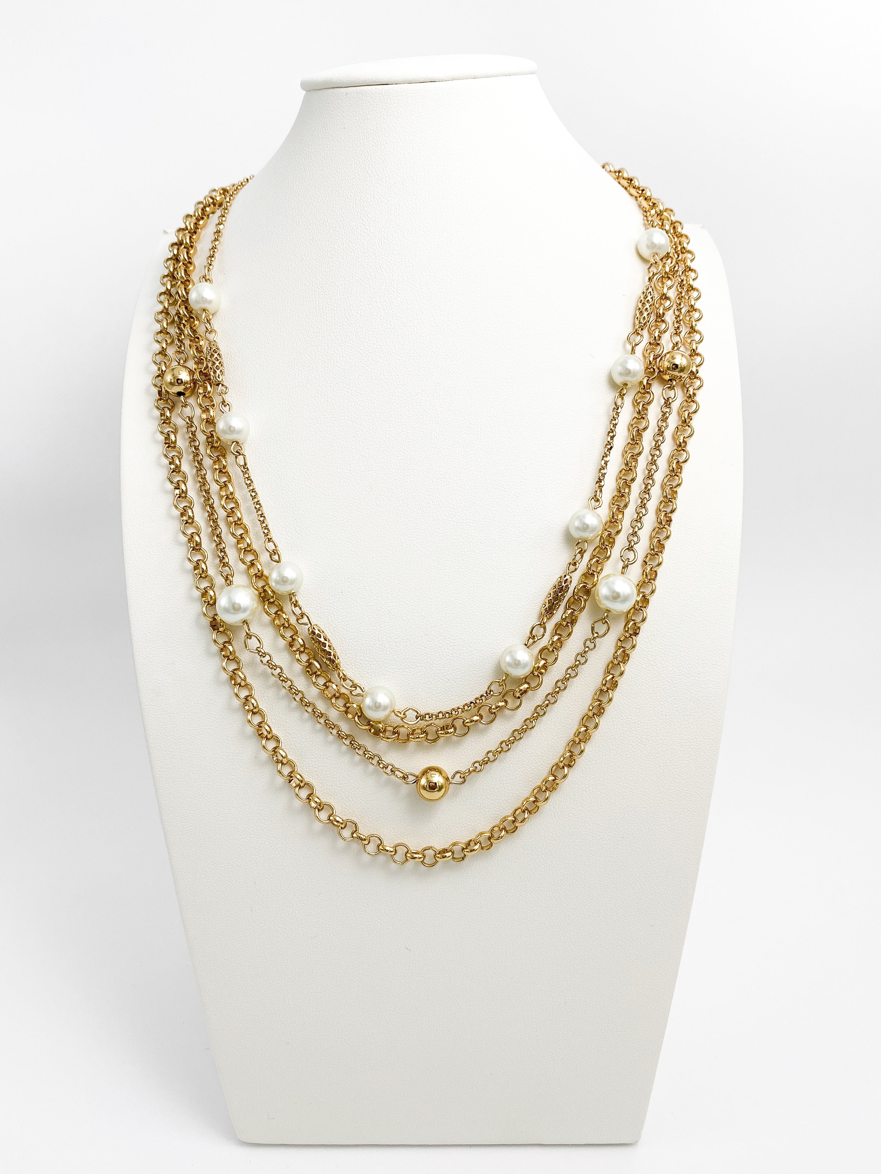 Collar Capas Perlas Cadenas