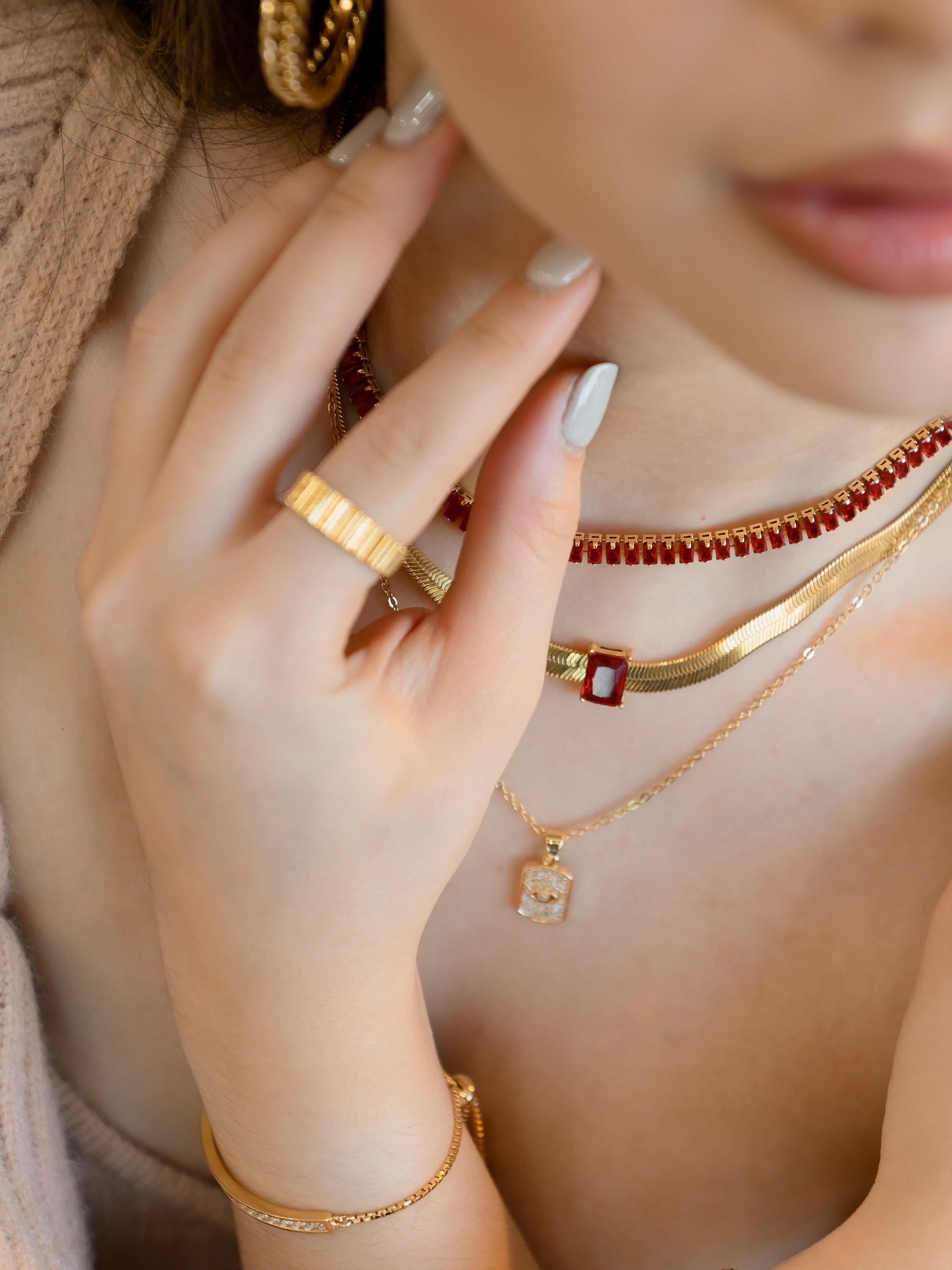 Collar Snake Cristal - Rojo