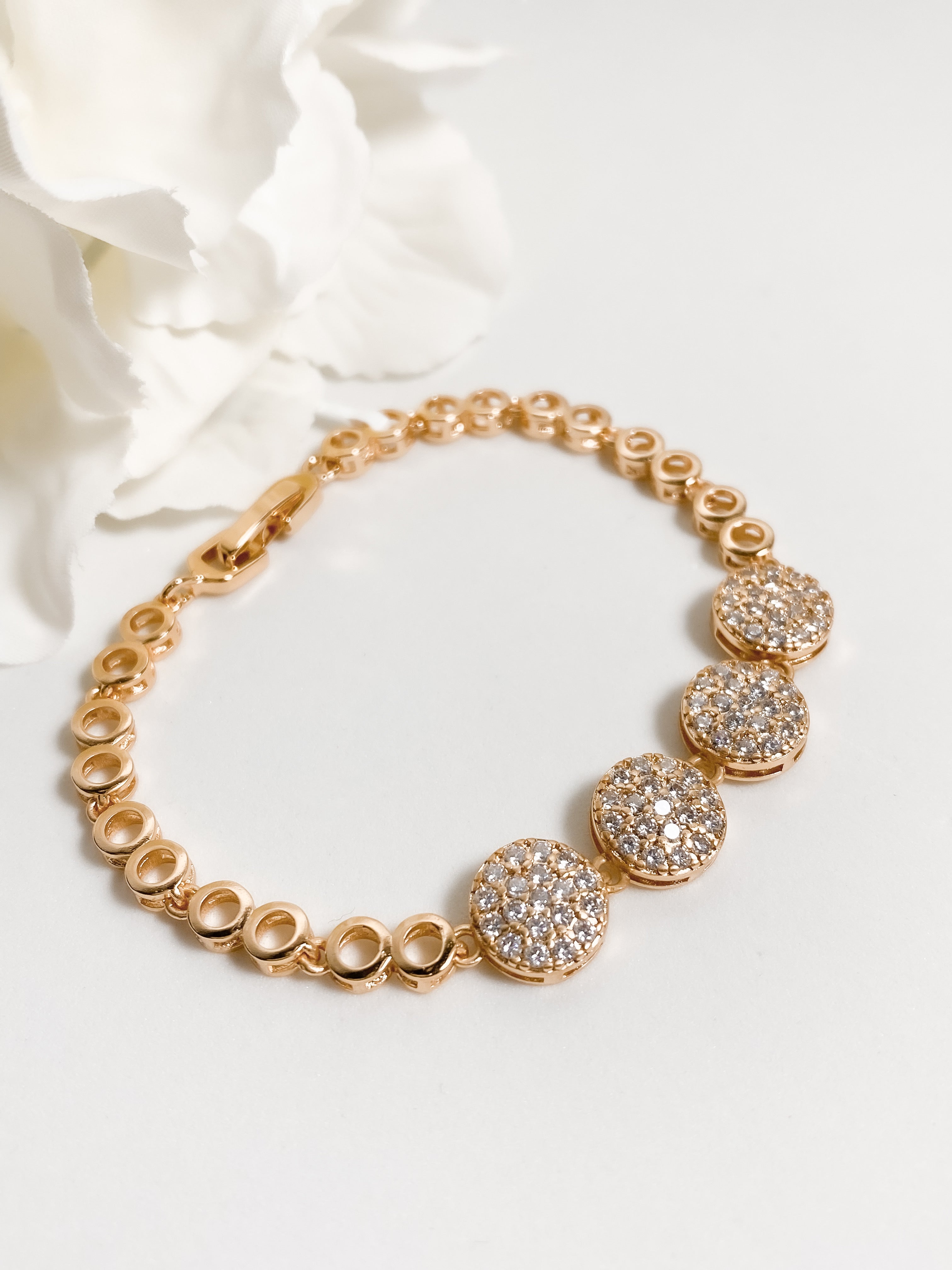 Pulsera Círculos Zirconias - Dorado