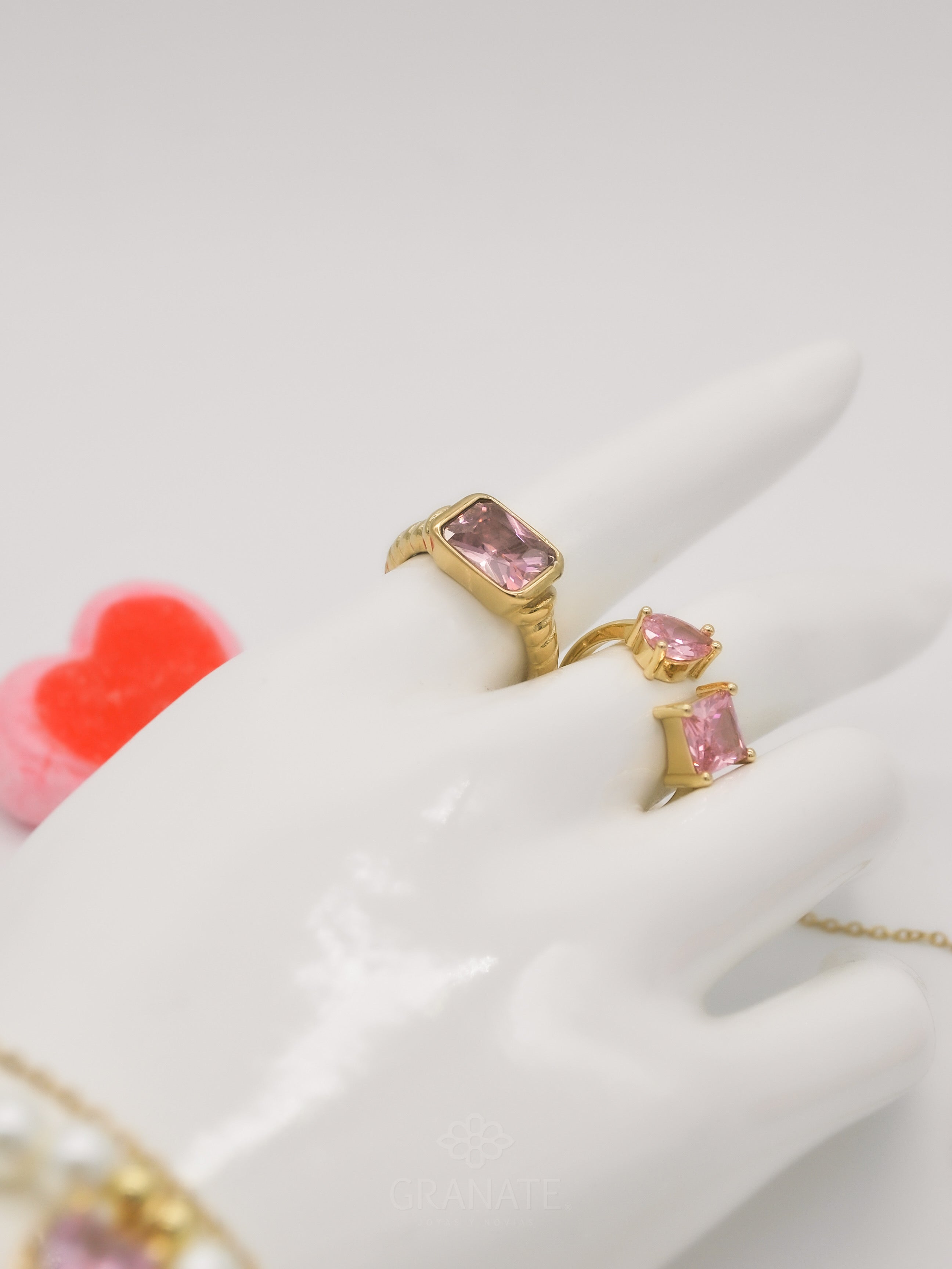 Anillo Rectángulo Rosa