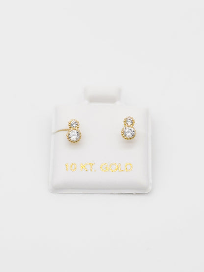 Dos Zirconias Bisel Oro 10k
