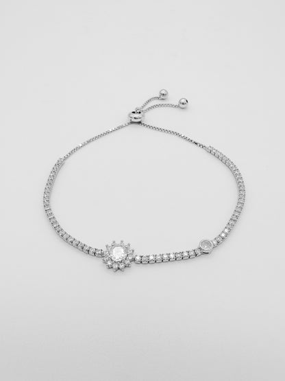 Pulsera Tennis Flor de Plata