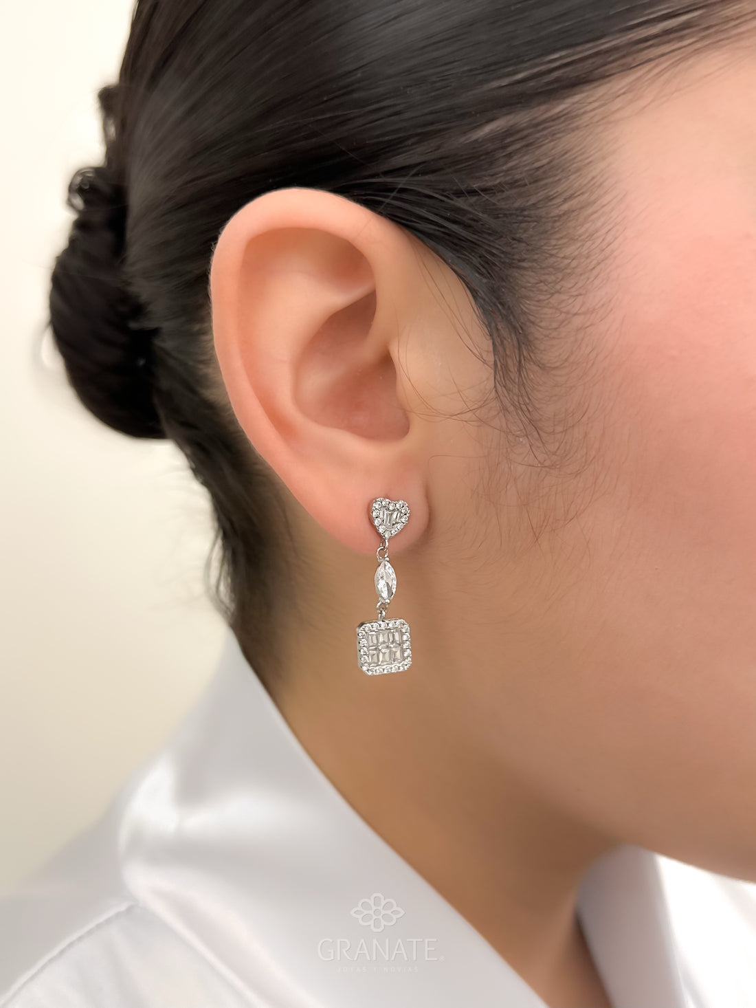 Aretes Corazón y Cuadro de Plata