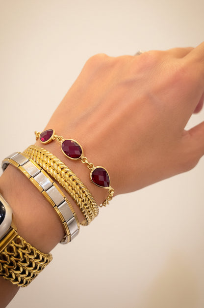Pulsera 3 Cristales Burgundy