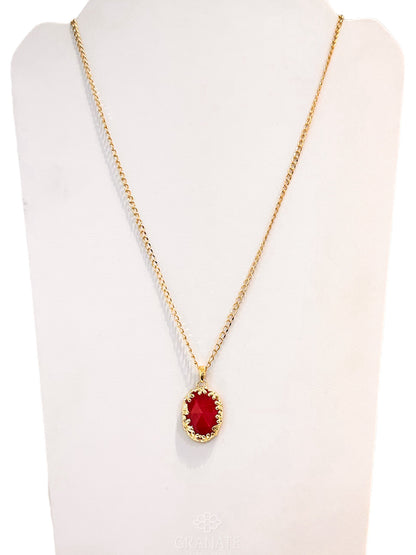 Collar Largo Piedra Oval de Color