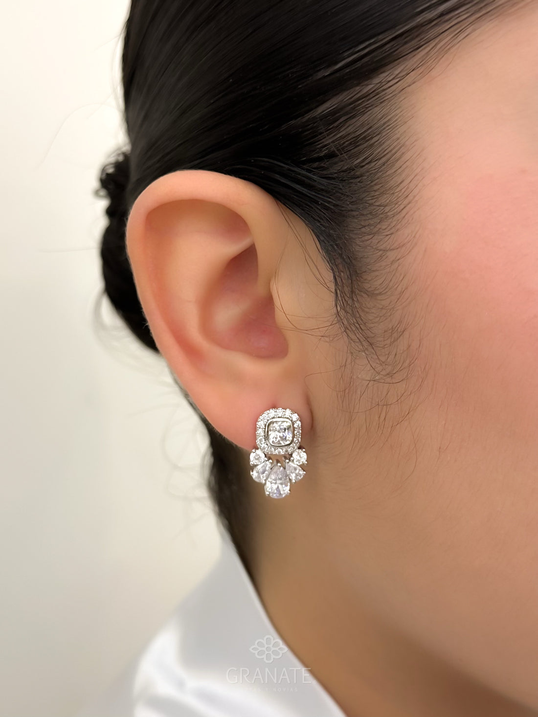 Aretes Cuadro Halo Zirconias