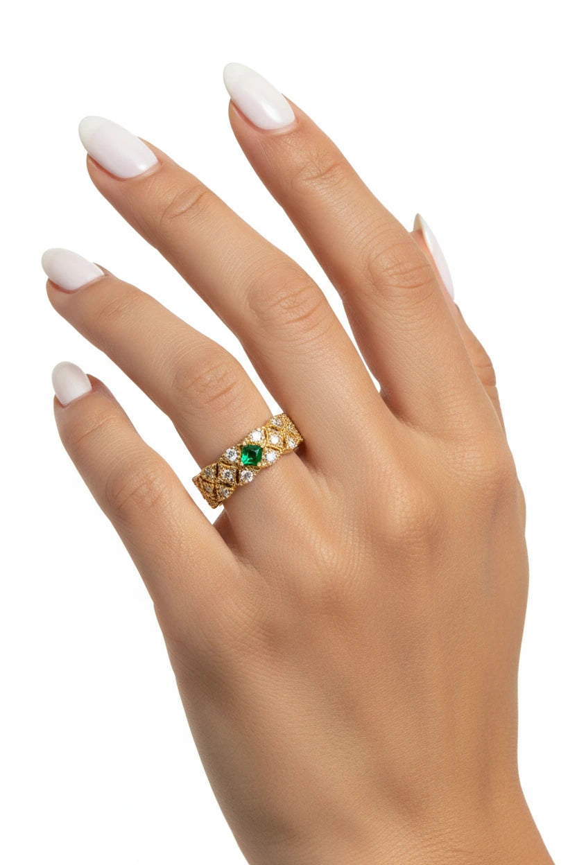 Anillo Rombo Verde - Ajustable