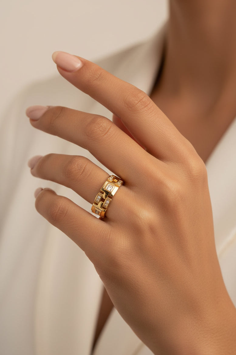 Anillo Grecas Cuadradas - Ajustable
