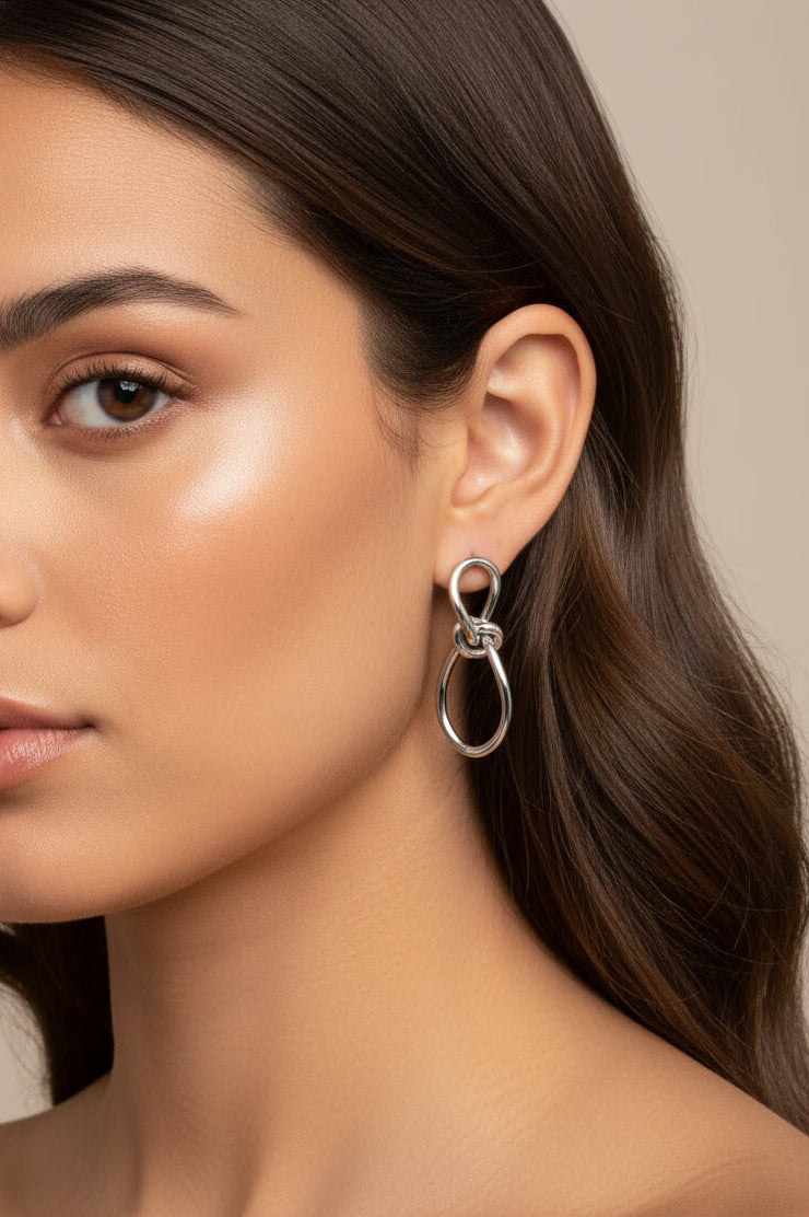 Aretes Aros Nudo - Plateados