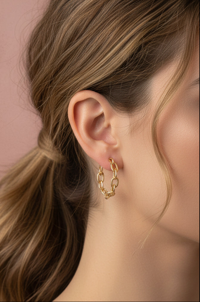 Aretes Eslabones - Dorados