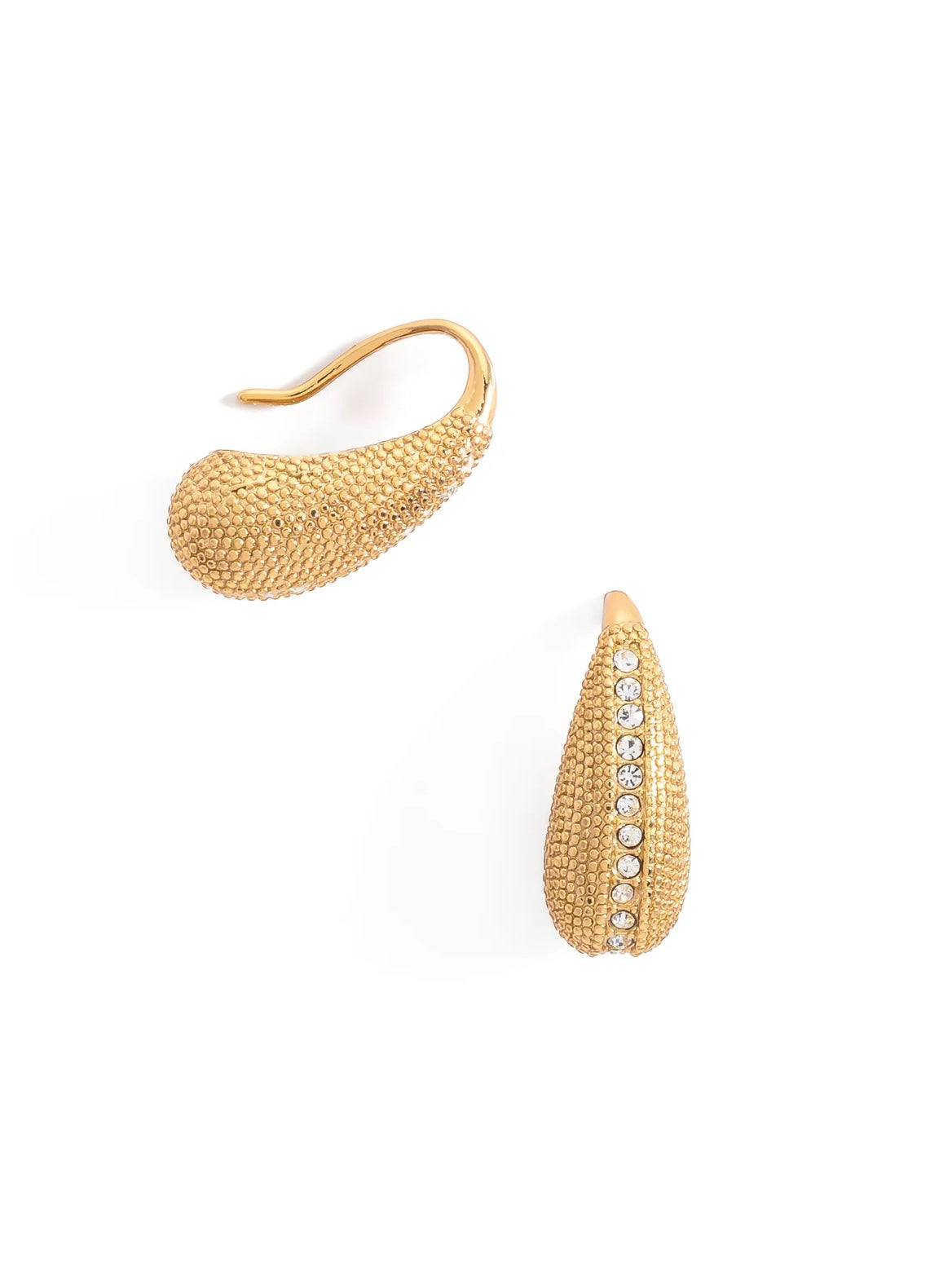 Aretes Gota Textura - Plateado/Dorado