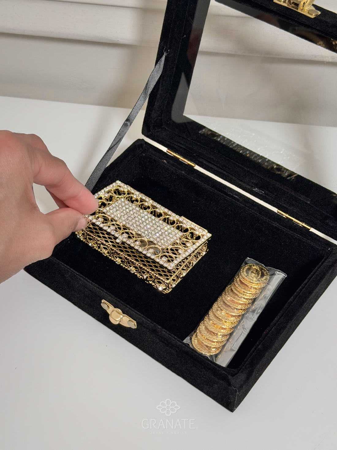 Estuche Arras Aros Contorno - Dorado