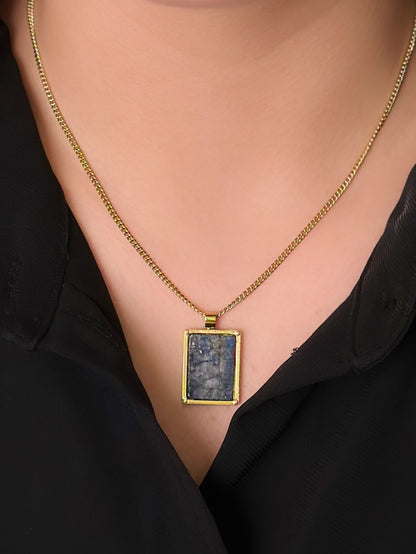 Collar Placa Piedra - Azul