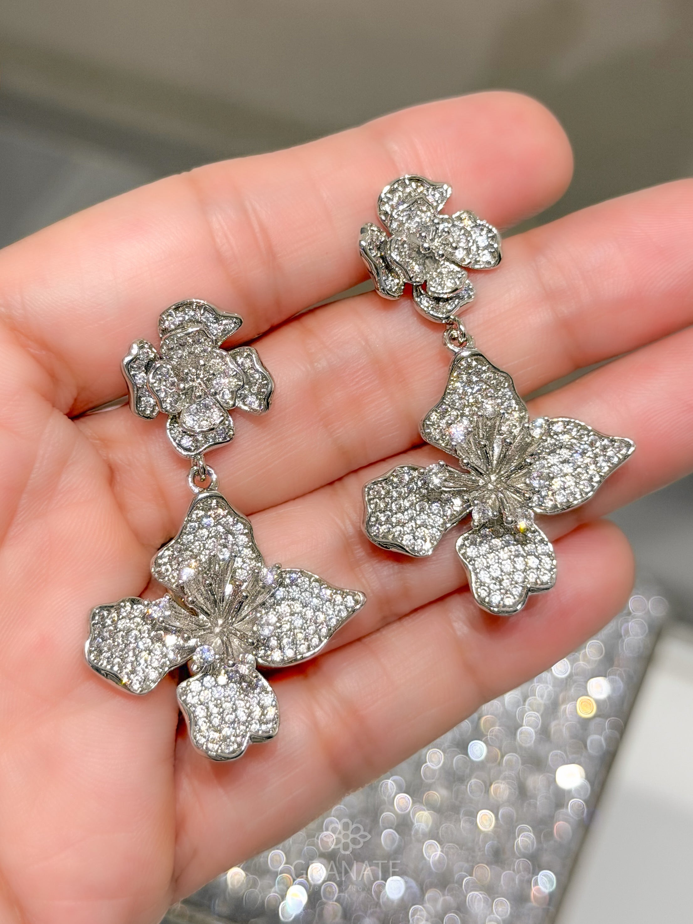 Aretes Flores Pavé