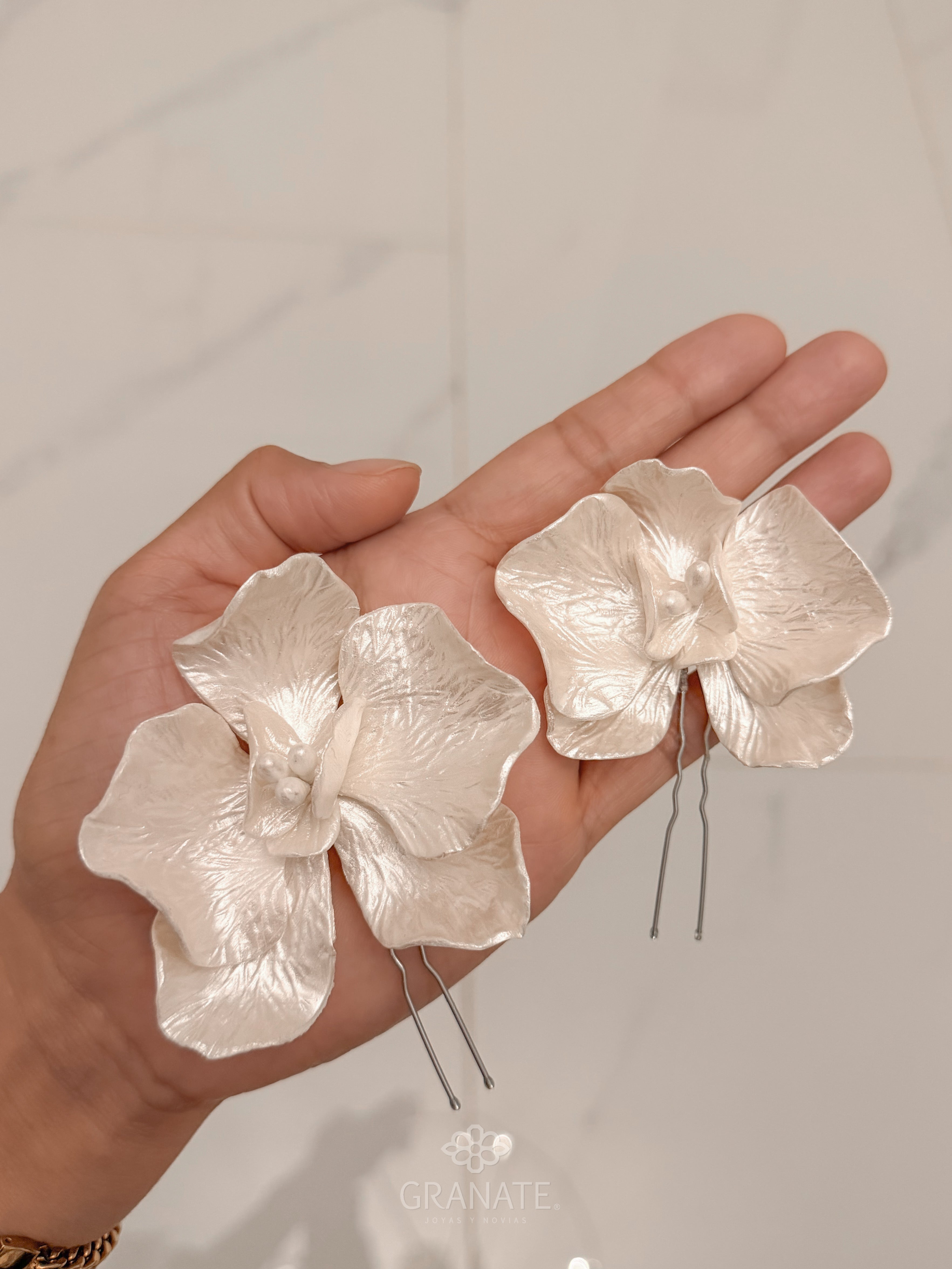 Dúo Horquillas Orquídeas - Grande