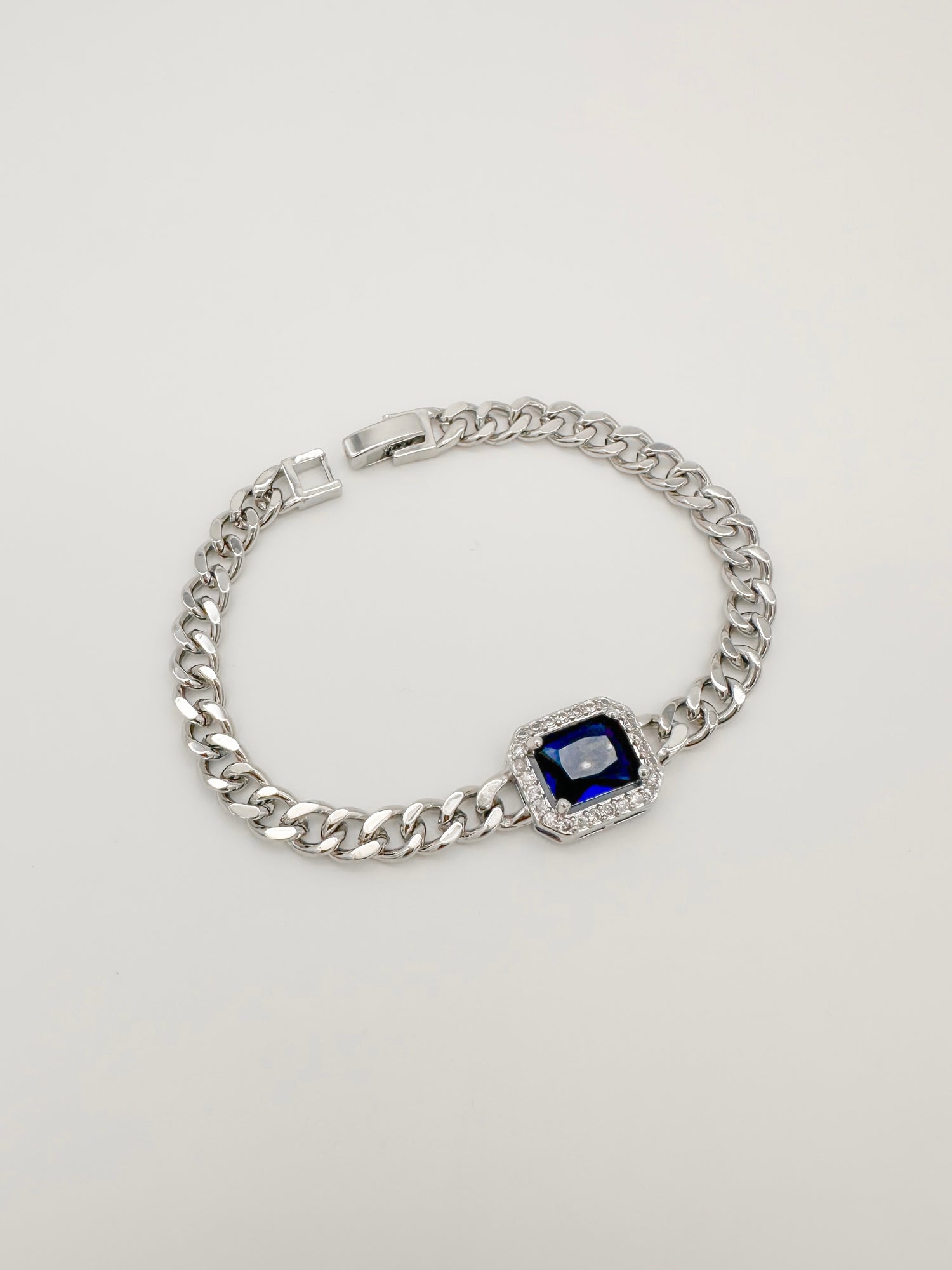 Pulsera Zirconia Zafiro Halo Pavé