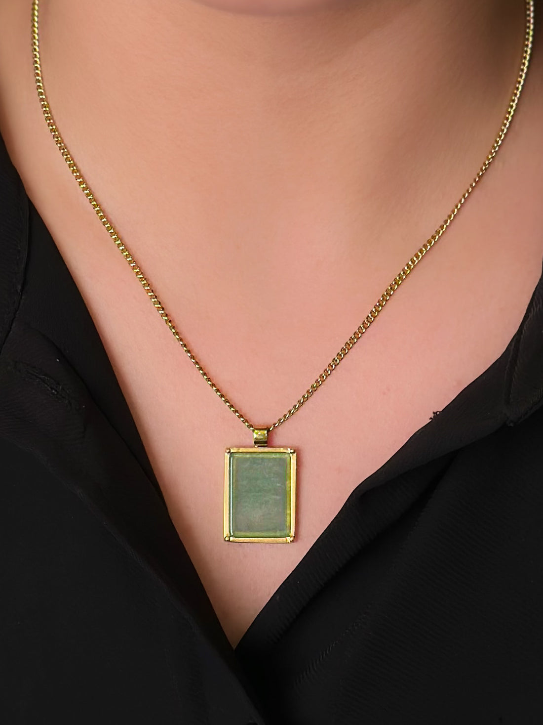 Collar Placa Piedra - Verde