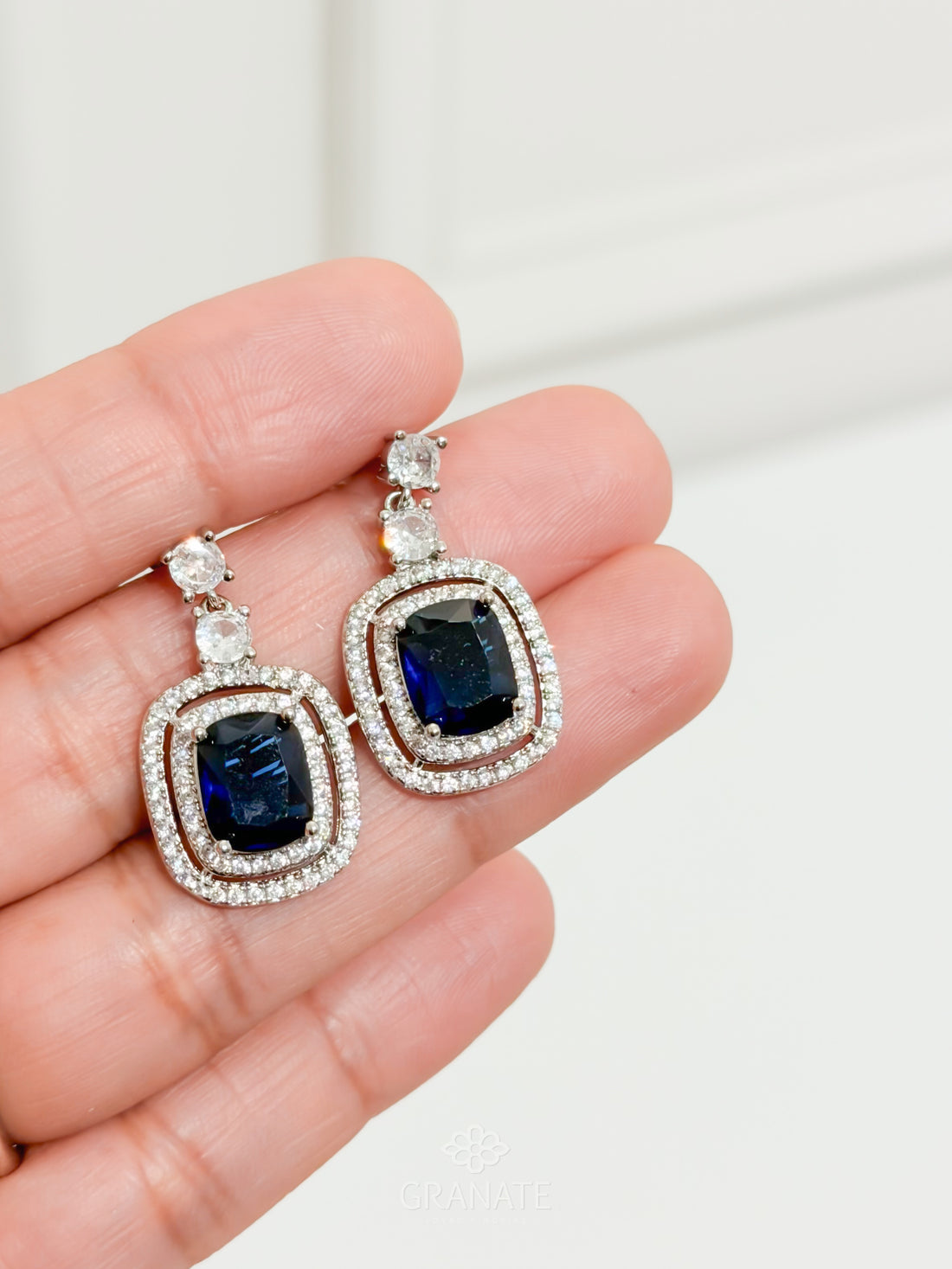 Aretes Rectangular Doble Halo