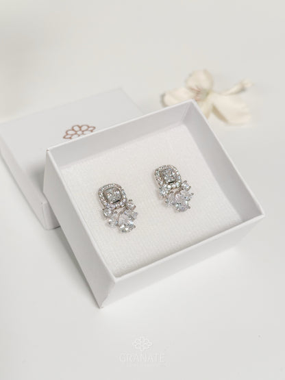 Aretes Cuadro Halo Zirconias