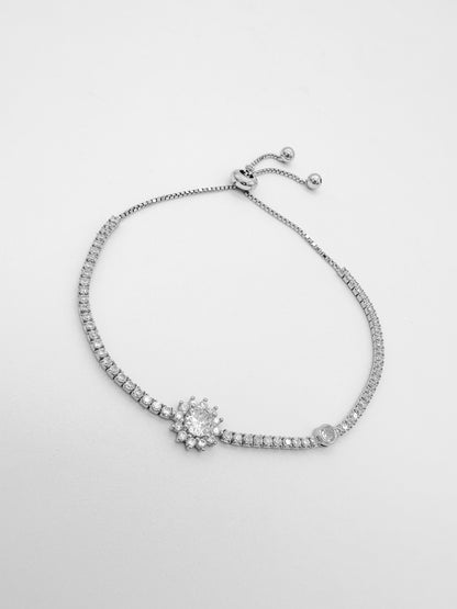 Pulsera Tennis Flor de Plata