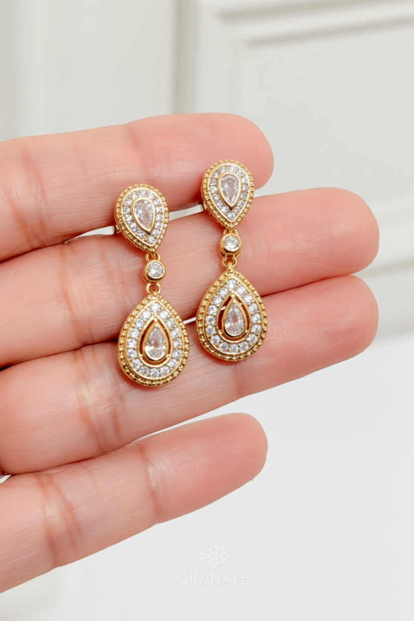 Aretes Gotas Contorno - Dorado