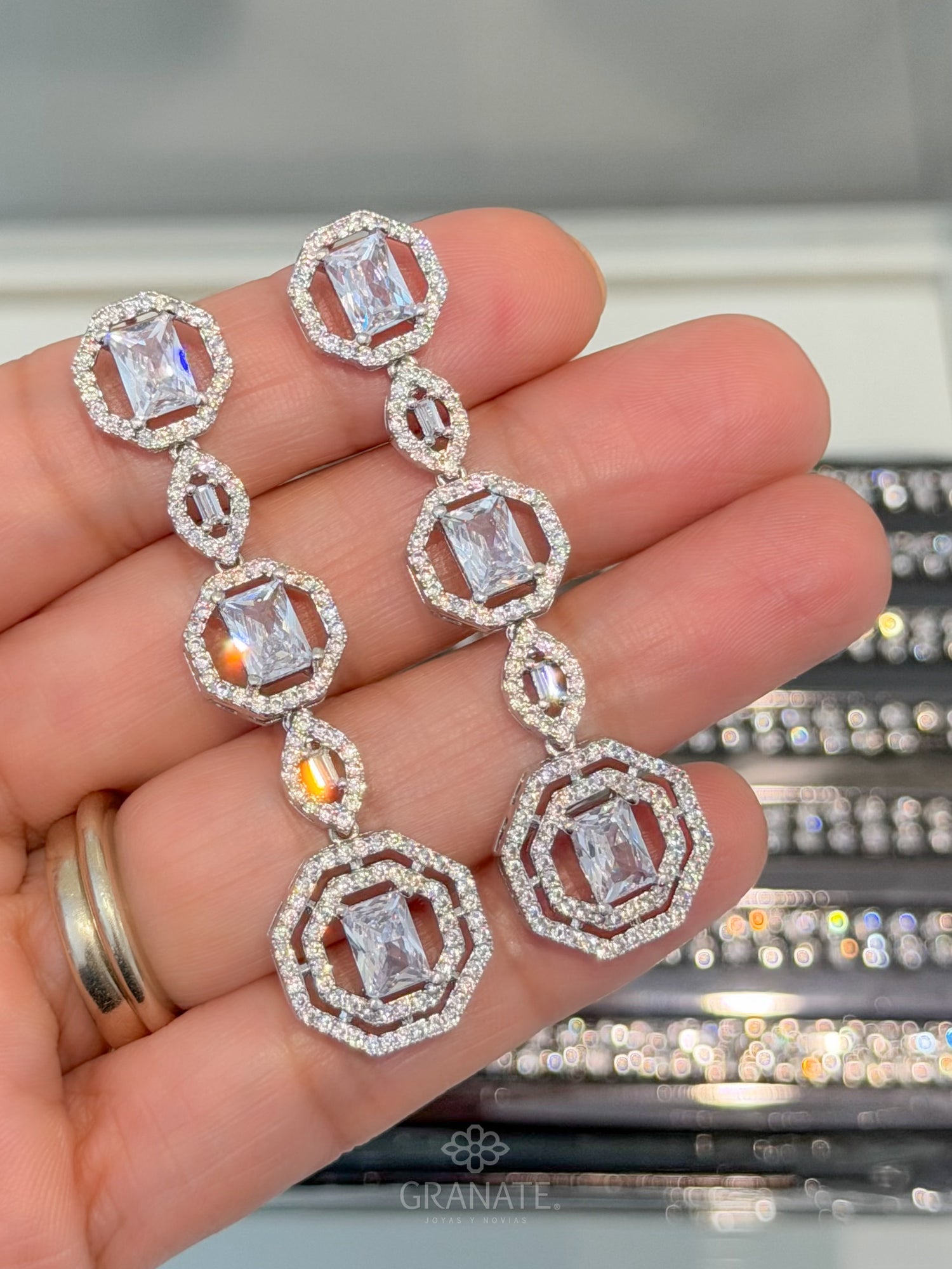 Aretes Octágonos Largos