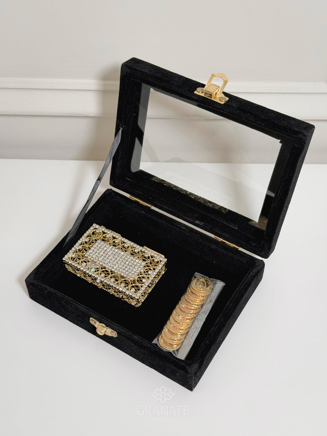 Estuche Arras Aros Contorno - Dorado