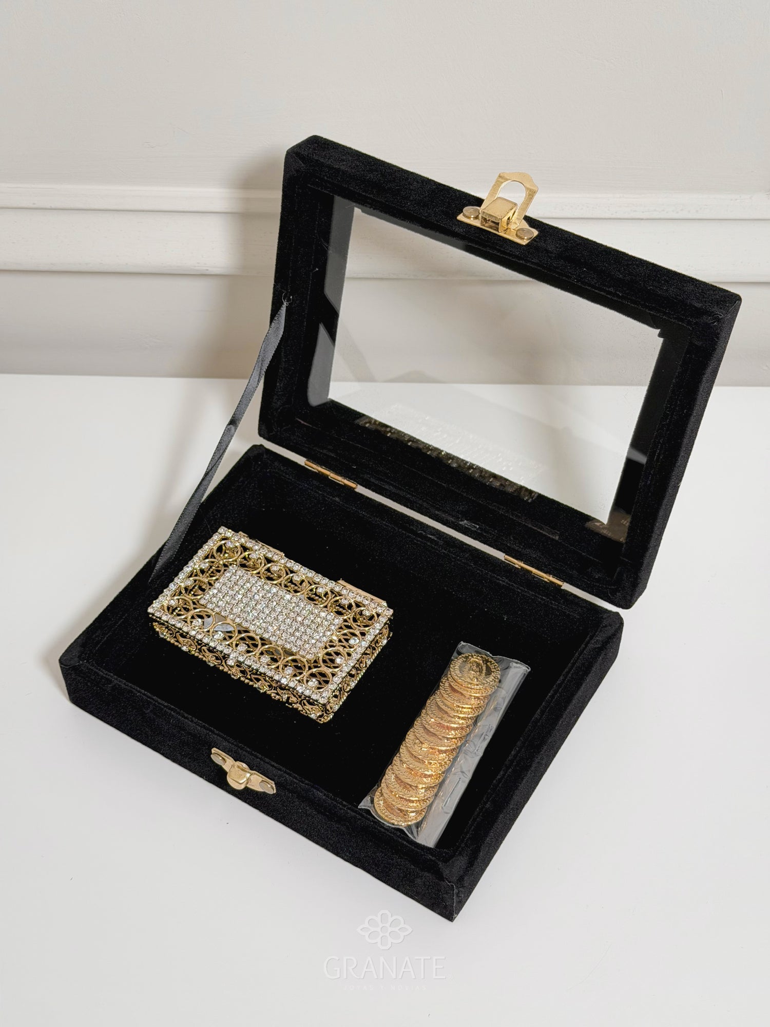 Estuche Arras Aros Contorno - Dorado