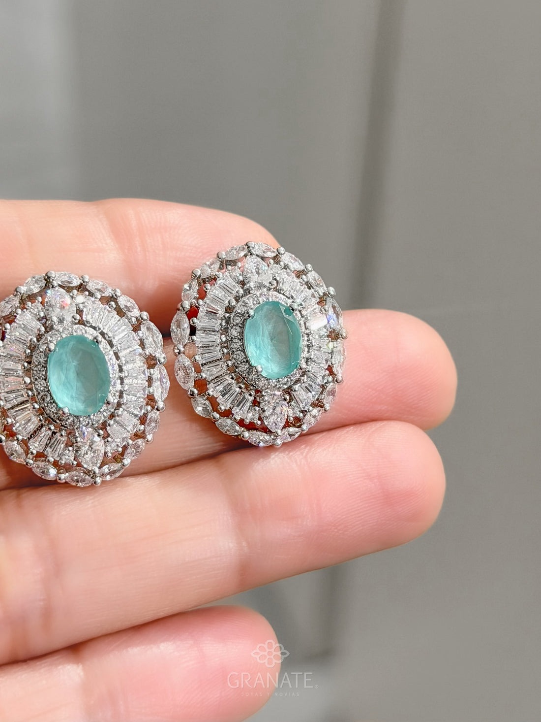 Aretes Oval Aguamarina