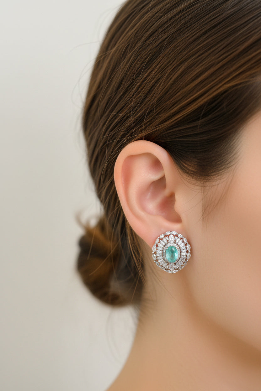 Aretes Oval Aguamarina