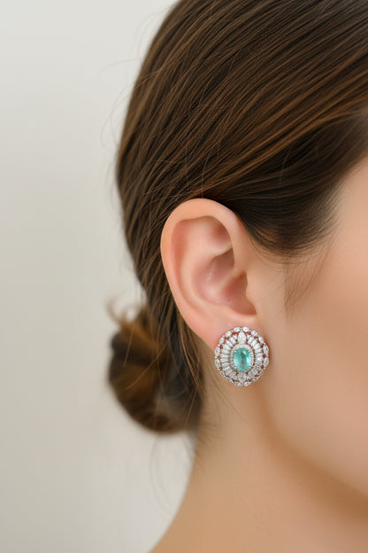 Aretes Oval Aguamarina