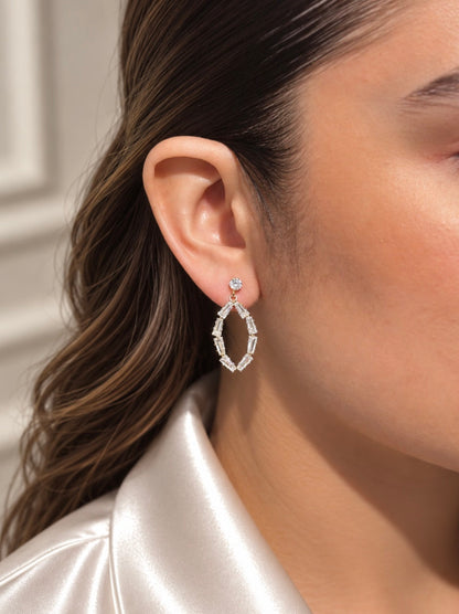 Aretes Hoja Cristal - Dorado