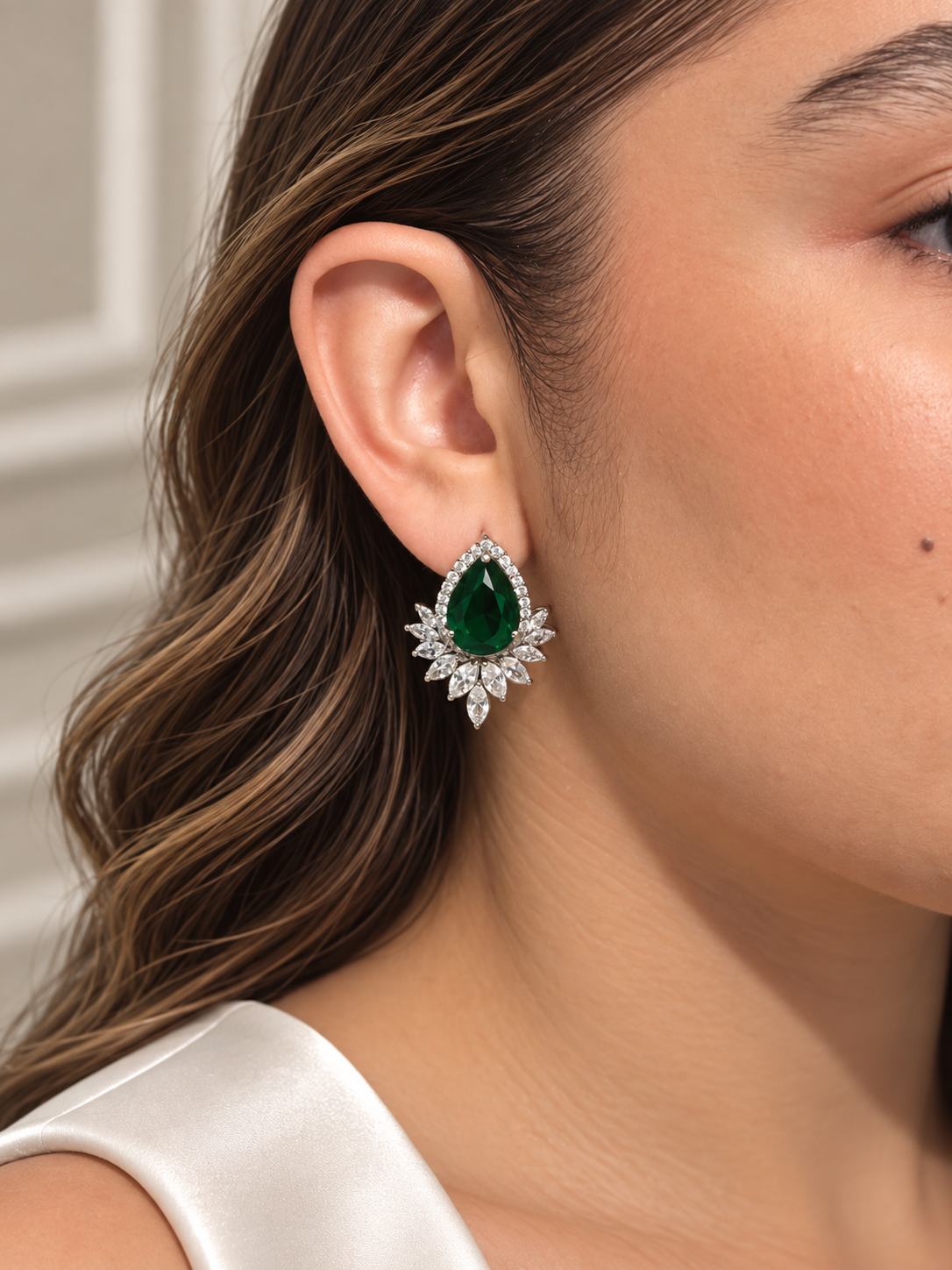 Aretes Gota y Marquises - Esmeralda