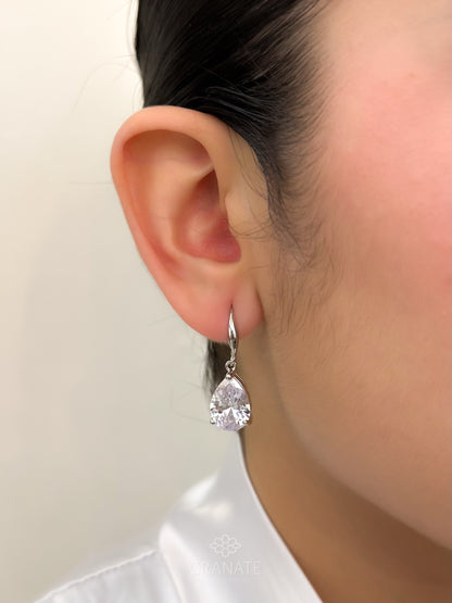 Aretes Gota Zirconia - Plateado