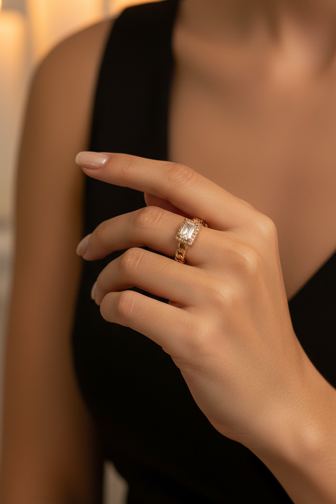 Anillo Rectángulo Halo