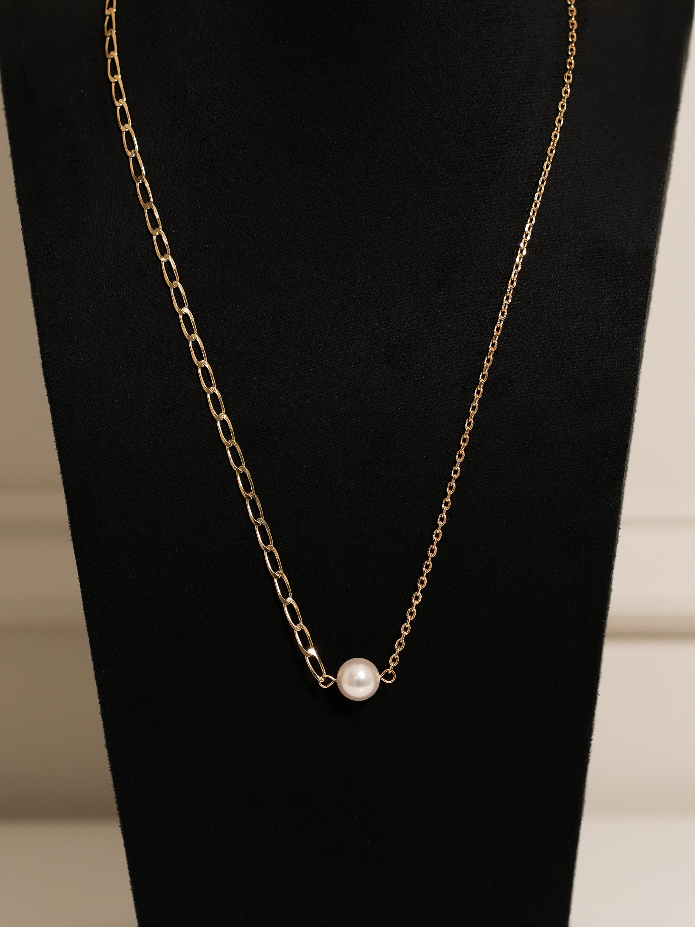 Collar Bi Cadenas y Perla Swarovski