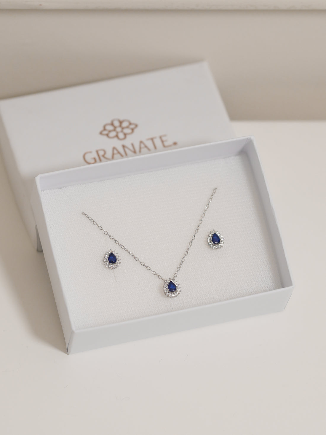 Juego Gota Mini de Plata - Zafiro