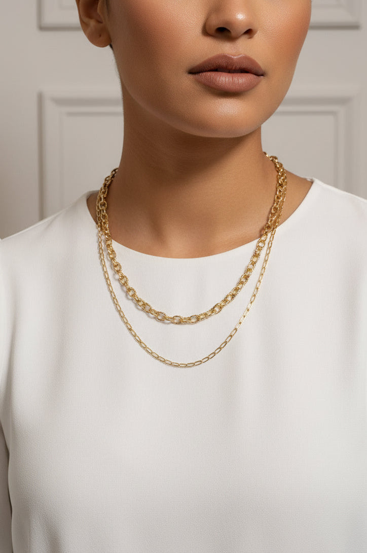 Collar Doble Eslabones Textura