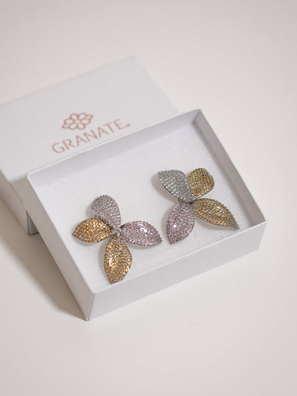 Aretes Hojas Onduladas Pavé