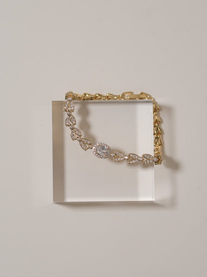 Pulsera Óvalo Hojas - Dorado