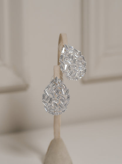 Aretes Gota Cristales - Plateado
