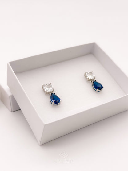 Aretes Gota Azul de Plata