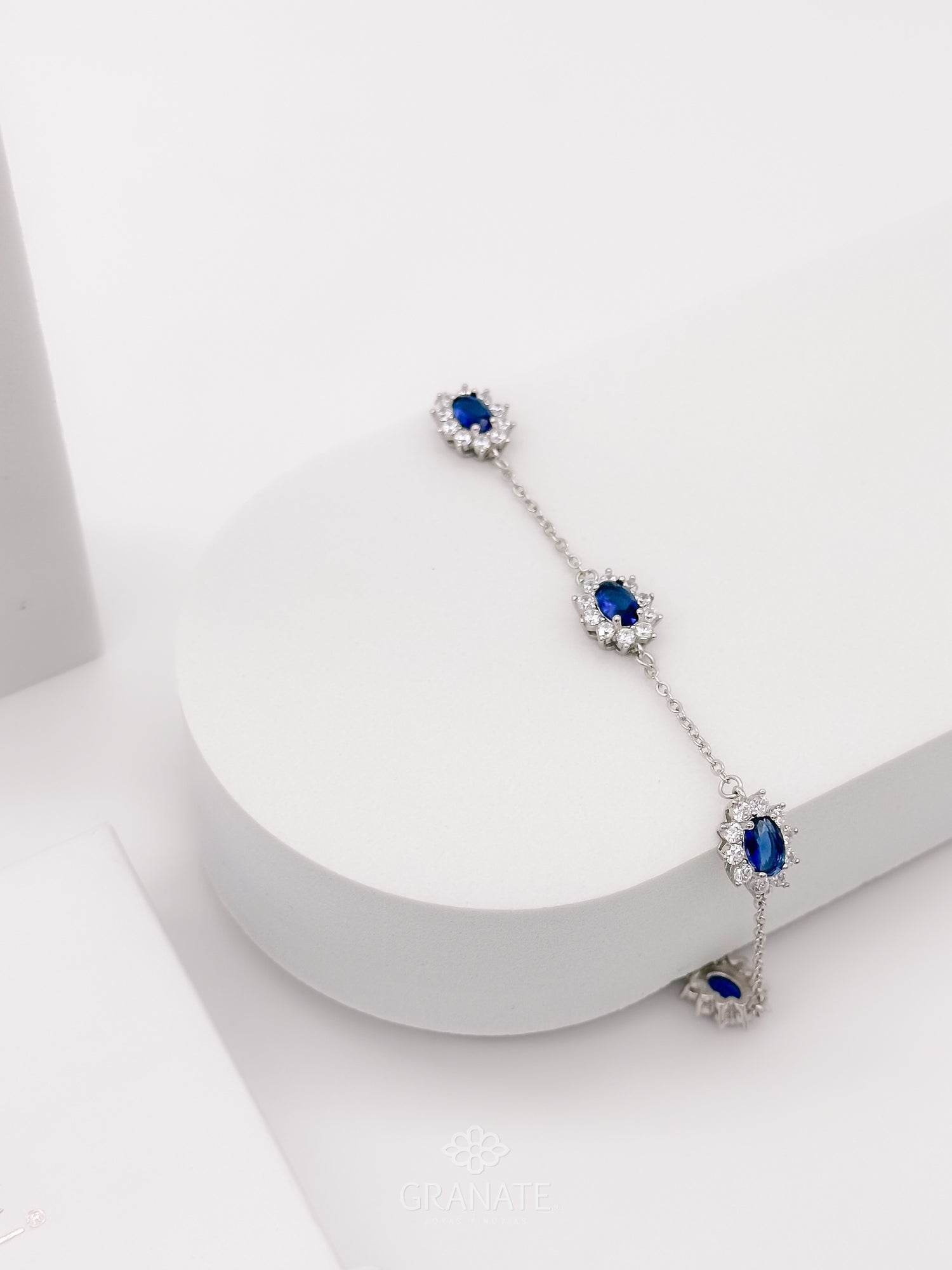 Pulsera Ovalos Azules de Plata