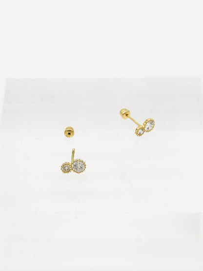 Dos Zirconias Bisel Oro 10k