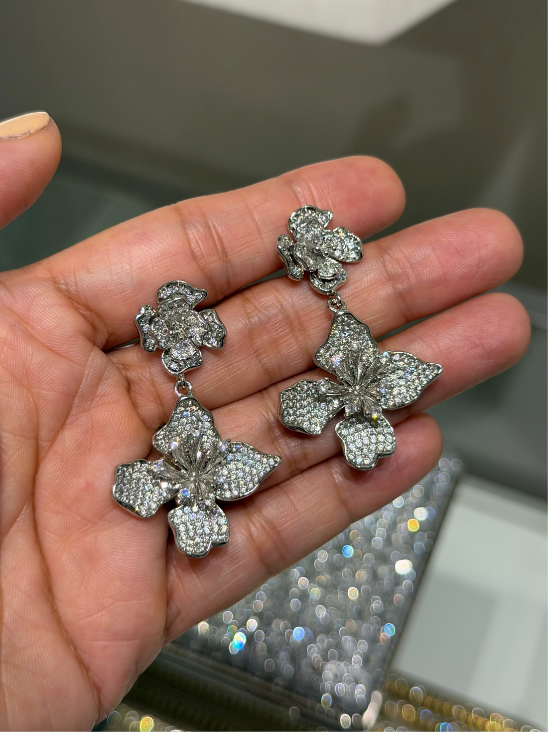 Aretes Flores Pavé
